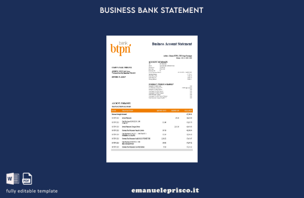 modello di estratto conto bancario aziendale BTPN in stile verificato Modello in